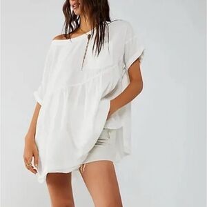 White Short Sleeve Free People Blouse